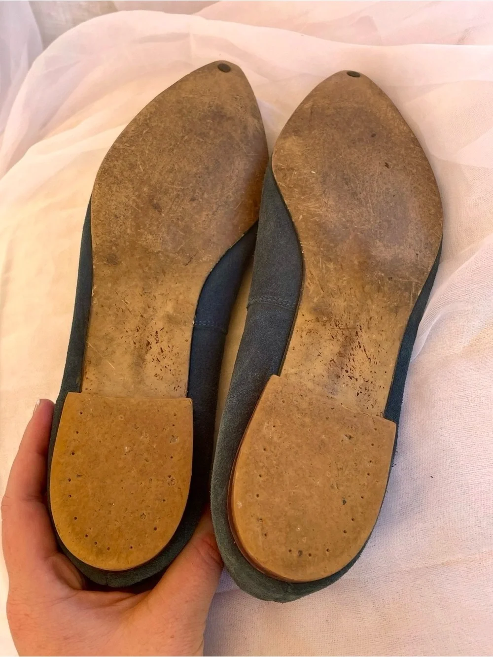 Vintage Blue Suede Flats with Matching Purse set! Sz. 7.5